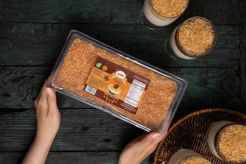 Miniatura 6 de GOURMO Kadayif al horno triturado 200g (7.1 oz), Masa de fillo triturada Kataifi asada para relleno de chocolate Dubai, Kunafa, Knafeh