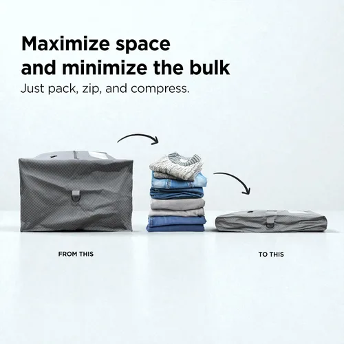 Miniatura 9 de Bolsas de compresión de viaje con sellado al vacío para equipaje de mano, impermeables, herméticos con ventana y válvula unidireccional integrada