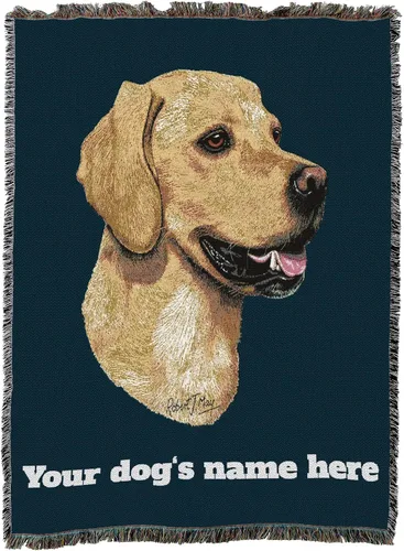Miniatura 2 de Pure Country Weavers Golden Retriever - Manta tejida personalizada azul BG por Robert May - Manta de tapiz de algodón, fabricada en los Estados