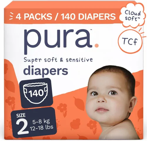 Miniatura 33 de Pura Pañales ecológicos talla 7 (33+libras) hipoalergénicos, TCF, algodón orgánico suave, sostenible, hasta 12 horas de protección contra fugas