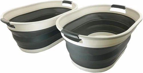 Miniatura 8 de SAMMART Cesta plegable de plástico para lavandería de 39L (10.3 galones), tina de lavado plegable, fácil almacenamiento y ahorro desplegable