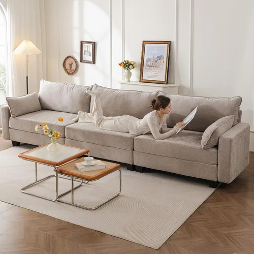 Miniatura 12 de Sofá de dos plazas de 53'' con almacenamiento en todos los asientos, sofá seccional modular con asiento profundo, cómodo sofá de gran