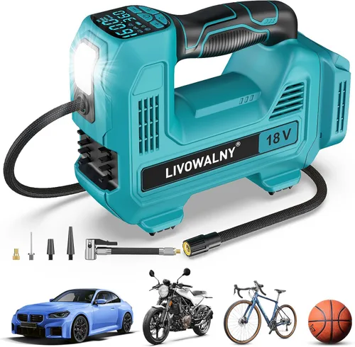 Inflador de neumáticos inalámbrico, compresor de aire portátil, bomba de aire de neumáticos compatible con batería Makita de 18 V, bomba automática