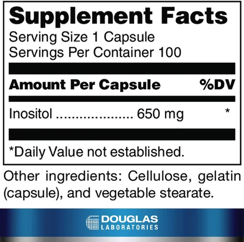 Miniatura 2 de Douglas Laboratories Inositol (650 mg) Apoya la salud neurológica, la estabilidad del comportamiento y la función ovárica 100 cápsulas