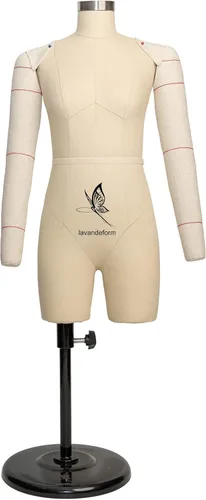 Forma de vestido de media escala con brazos (no para adultos) tamaño completo, maniquí femenino a medida para coser maniquí totalmente pinable,