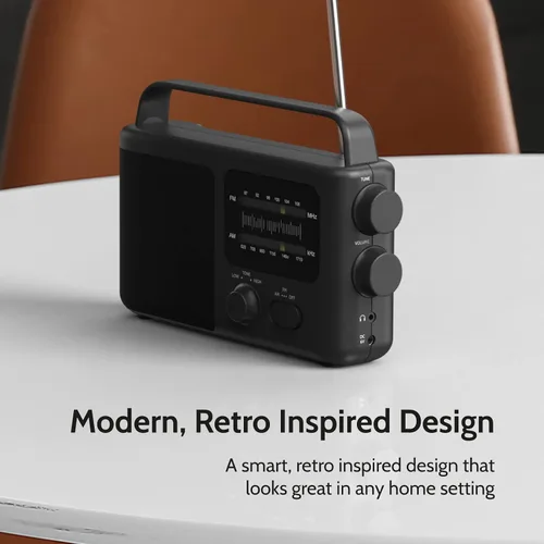 Miniatura 6 de i-box Tono, radio portátil, radio AM FM, radio despertador, radio retro, radio FM, radio con batería o red eléctrica, radio enchufable, mejor