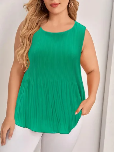 Miniatura 3 de Camiseta sin mangas de gasa para mujer, talla grande, sin mangas, de doble capa