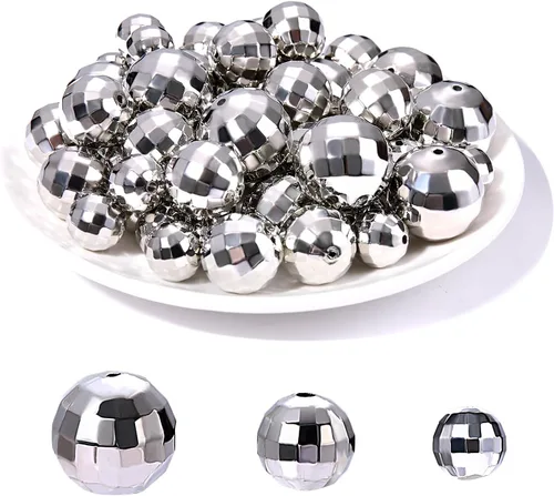 100 cuentas de bola de discoteca para hacer joyas, dijes reflectantes de bola de espejo para pulseras, collares, aretes, manualidades, accesorios de