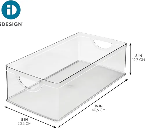 Miniatura 4 de iDesign Contenedor de Almacenamiento Apilable de Plástico Transparente Extra Largo, Organizador para Armario de Cocina o Despensa