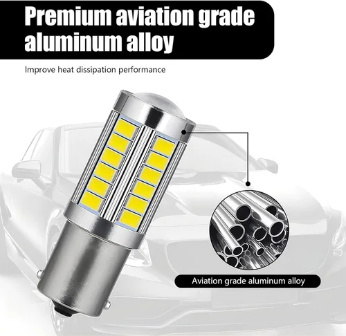 Miniatura 3 de 4 luces LED 1156 de señal de freno de giro trasero para automóvil, bombillas 33SMD súper brillantes, para interior de 12 V, caravana, remolque