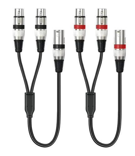 Miniatura 10 de Paquete de 5 cables divisores XLR hembra a doble macho en Y, hembra a 2 machos 3 pines XLR Y, divisor de 3 pines 1 F a 2 M para mezclador de 1 XLR F