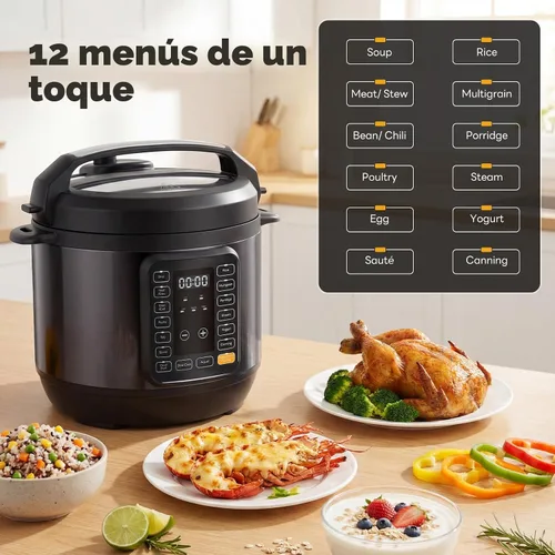 Miniatura 4 de DUMOS Olla a presión eléctrica 16 en 1, olla multicocción programable de 6 cuartos de galón con 12 ajustes preestablecidos de un solo toque, yogur