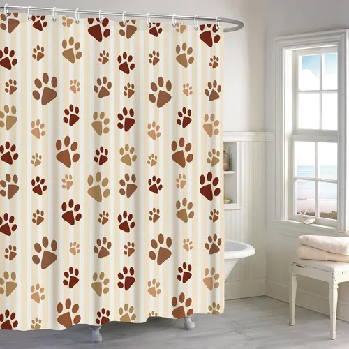 Renaiss Cortina de ducha con diseño de patas de perro de 60 x 72 pulgadas, diseño de pata de perro, diseño de pata de perro, diseño de pata de gato,