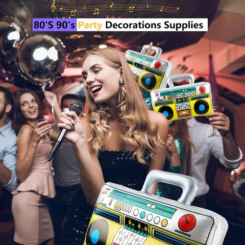 Miniatura 4 de 8 unidades de 16.5 pulgadas Boombox inflable grande inflable Boom Box novedad radio Boombox inflable para 80s 90s Radio Hip Hop suministros de fiesta