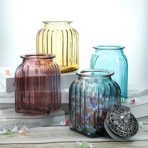 Miniatura 7 de SOCOSY Tarro de cristal transparente vintage para dulces con tapa, tarro de comida, tarro de nueces, caja de joyería, tarros de dulces de boda