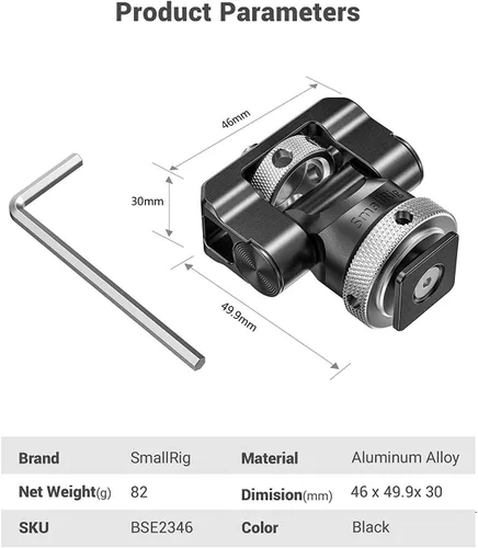 Miniatura 7 de SmallRig Soporte de montaje para monitor de campo con zapata fría y tornillo de 1/4 pulgadas para monitor de 5 pulgadas y 7 pulgadas, con giro
