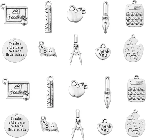 Miniatura 18 de LiQunSweet 100 piezas de 10 estilos antiguos de vida oceánica, dijes de peces de animales marinos para manualidades, collares, pulseras