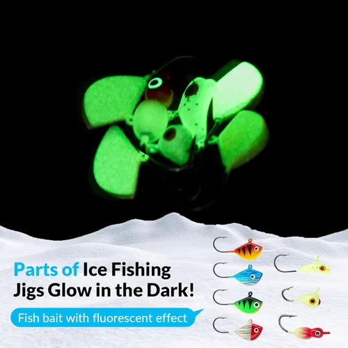 Miniatura 2 de THKFISH: Señuelos de pesca en hielo, plantillas de pesca en hielo, equipo de pesca en hielo, señuelos duros y plantillas de pesca Walleye, kit