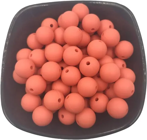 Miniatura 27 de Cuentas de perlas de silicona focales para bolígrafo, 100 cuentas redondas de silicona sueltas de 0.59 pulgadas a granel para llavero, mamá mujer