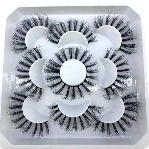 Miniatura 32 de 5 pares de pestañas postizas de visón 3D de 0.98 pulgadas a granel, con caja personalizada, pestañas postizas naturales finas al por mayor (ML-07)