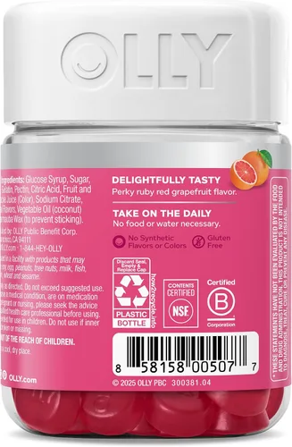 Miniatura 8 de OLLY Undeniable Beauty - Gomitas de belleza para el cabello, piel, uñas; con biotina, vitamina C, queratina; suplemento masticable, sabor pomelo