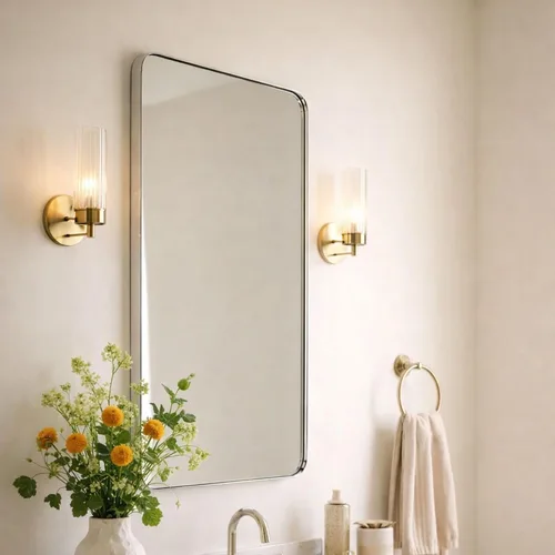 Miniatura 10 de GRACTO Espejo de baño con marco de metal de acero inoxidable de níquel cepillado de 20 x 30 pulgadas para montar en la pared, espejo rectangular