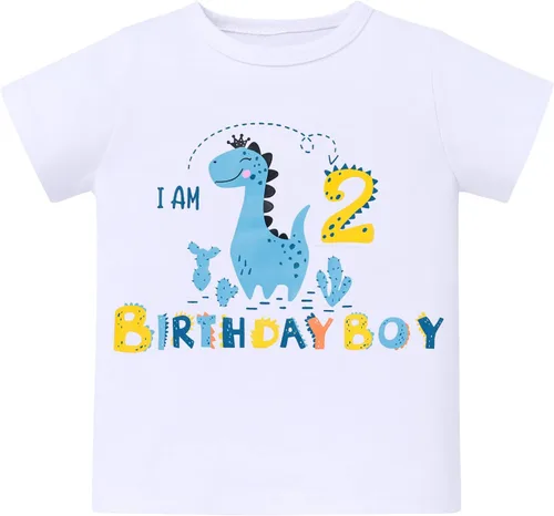 Miniatura 8 de ODASDO Conjunto de camiseta de manga corta para bebé, diseño de dinosaurio, 1º, 2º y 3º cumpleaños