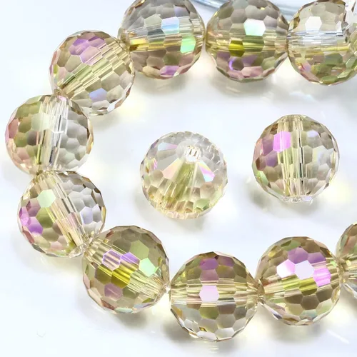 Miniatura 18 de Dowarm 150 PIEZAS Cuentas de cristal de vidrio redondas de 6 mm para hacer joyas, cuentas facetadas de cristal rondelle espaciadoras de color azul