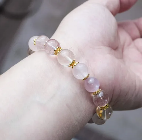 Miniatura 147 de Precious Gemstone Natural Crystal Healing Bracelet, Rutilated Quartz, Moonstone, Quartz Handmade Original Design Bracelet