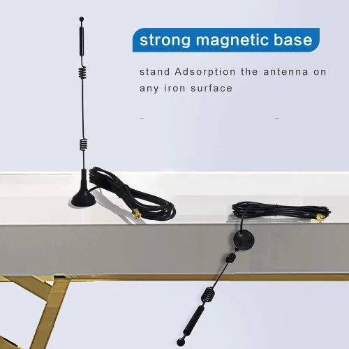 Miniatura 5 de Antena WiFi de doble banda de largo alcance (paquete de 4), eifagur 9dbi 2.4GHZ 5GHZ 5.8GHZ RP-SMA conector con base magnética para cámara IP