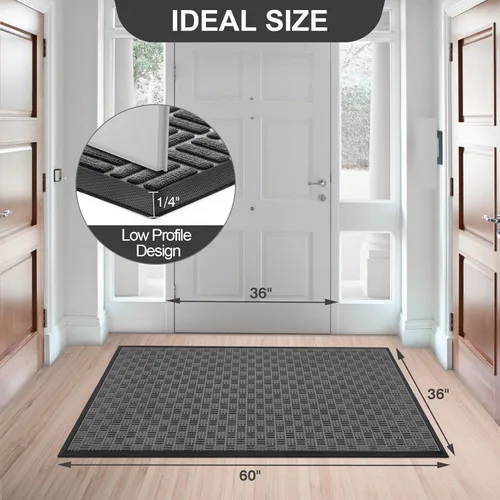 Miniatura 2 de Mibao Tapete para puerta delantera, resistente y duradero, tapete de bienvenida para interiores y exteriores, atrapador de suciedad, impermeable
