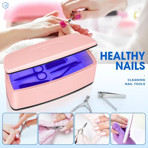 Miniatura 3 de Esterilizador de herramientas de uñas, función de limpieza de luz azul de doble tubo, enchufe USB, gran capacidad de 1 litro para herramientas