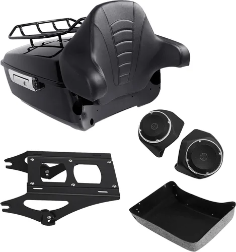 Miniatura 19 de TCMT Caja de maletero para motocicleta King con respaldo y portaequipajes, conjunto de luz trasera, para Harley Davidson 2014-2025 Touring CVO Road