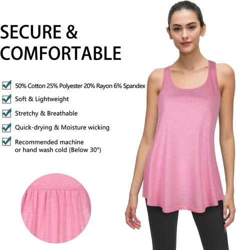 Miniatura 9 de Cestyle - Camiseta sin mangas para mujer, cuello redondo, corte holgado, para entrenamiento