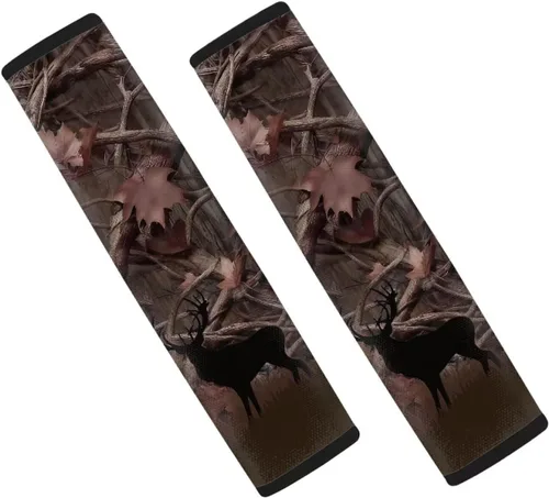 Miniatura 12 de LedBack Fundas para cinturón de seguridad de coche con diseño de bandera americana y camuflaje, paquete de 2, almohadilla universal para cinturón