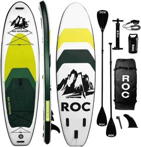 Miniatura 23 de Roc Tabla de remo inflable con accesorios y mochila de alta calidad, cubierta antideslizante, bolsa impermeable, correa, remo y bomba de mano.
