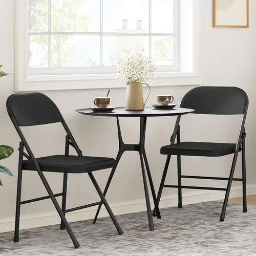 Miniatura 7 de IDEALHOUSE Juego de 4 sillas plegables con marco de metal que soportan hasta 350 libras, sillas plegables portátiles negras adecuadas para comedor