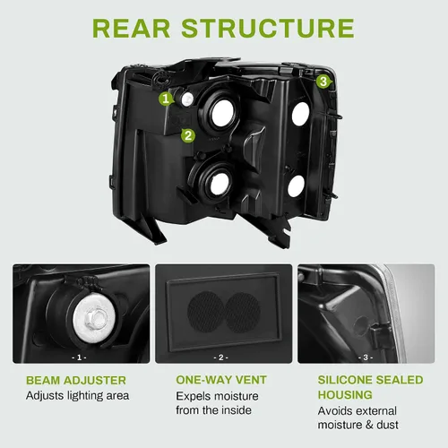 Miniatura 4 de AUTOSAVER88 Conjunto de faros delanteros compatible con Chevy Silverado 1500 2007-2013/2007-2014 Silverado 2500HD 3500HD Modelos solamente Luz
