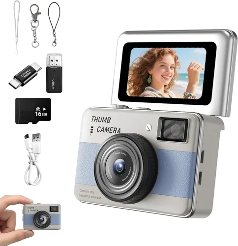 Miniatura 8 de Mini Keychain Camera - HD Thumb Camera, 1.47-inch Flip Screen Multiple Shooting & Recording Modes Portable Digital Camera with SD Card for