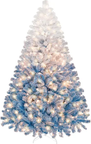 Miniatura 26 de Yaheetech Árbol de Navidad artificial preiluminado de 4.5 pies con luces incandescentes de color blanco cálido, árbol de Navidad con 340 puntas