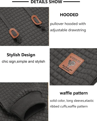 Miniatura 4 de COOFANDY - Sudadera con capucha para hombre, casual, de manga larga, con cordón ajustable y tejido de punto de gofre