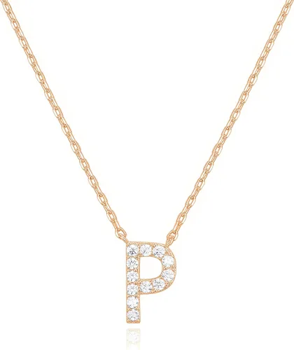 Miniatura 118 de PAVOI 14K White Gold Plated Cubic Zirconia Initial Necklace Letter Dainty Necklaces for Women