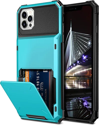Miniatura 6 de Vofolen Funda compatible con iPhone 12, cartera 5G, 4 ranuras para tarjetas, tarjetero con bolsillo oculto, doble capa, cubierta trasera protectora