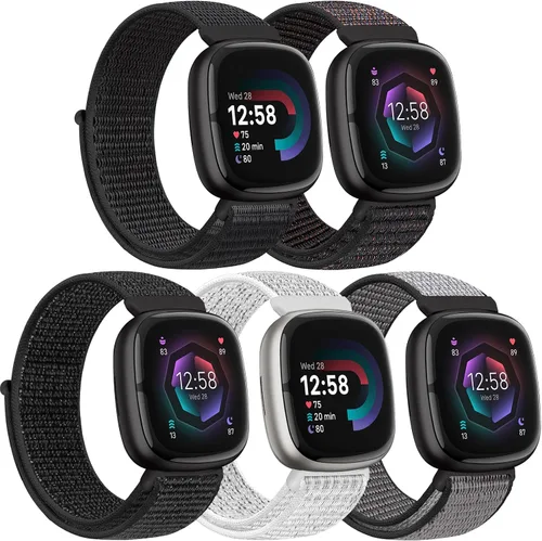 Miniatura 20 de Correas de nailon compatibles con Fitbit Versa 4/Sense 2/Versa 3/Fitbit Sense, correa de repuesto ajustable deportiva suave transpirable