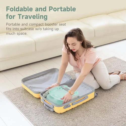 Miniatura 2 de YOLEO Silla alta para bebé, asiento elevador para mesa de comedor, sillas altas plegables con alturas ajustables, asiento elevador de viaje