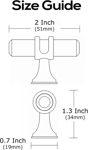 Miniatura 5 de Alzassbg Paquete de 6 pomos de barra de barra negra y plateada mate, AL6087CPMB 2 pulgadas de longitud, diseño de barra en T moleteada