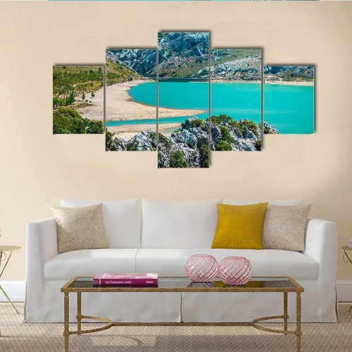 ERGO PLUS Wall Art Paintings Decorations Contemporary Gorg Blau Artifical Lake Pictures Paintings for Living Room Bedroom Home Decorations Modern