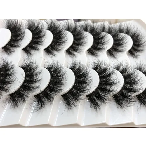 Miniatura 7 de Pooplunch Pestañas postizas de pelo de visón sintético, esponjosas, dramáticas, paquete de 7 pares de pestañas postizas 8D de ojo de gato, paquete