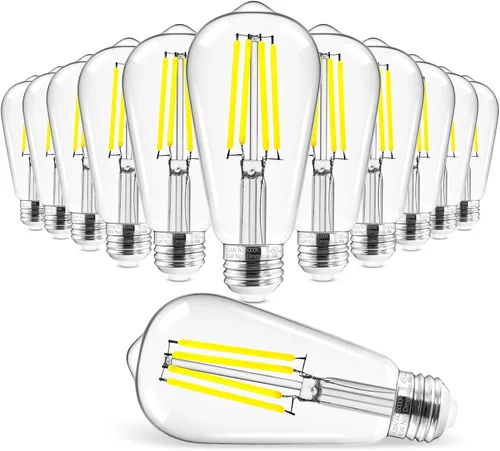 Miniatura 12 de Hizashi - 6 bombillas led Edison E26 equivalentes a 60 W, no regulables, 2,700 K, blanco cálido, CRI superior a 95, ST19, vintage, base E26, 700