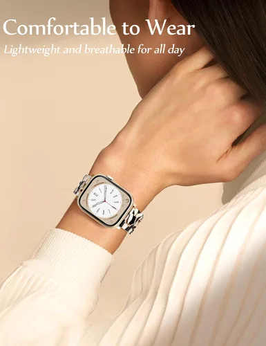 Miniatura 5 de JR.DM Pulsera elástica de resina con cuentas de tortuga para mujer, compatible con Apple Watch Band de 1.654 in (S3/2/1) 1.732 in 1.772 in 1.811 in